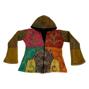 Rising International-Style Boho Patchwork Hoodie